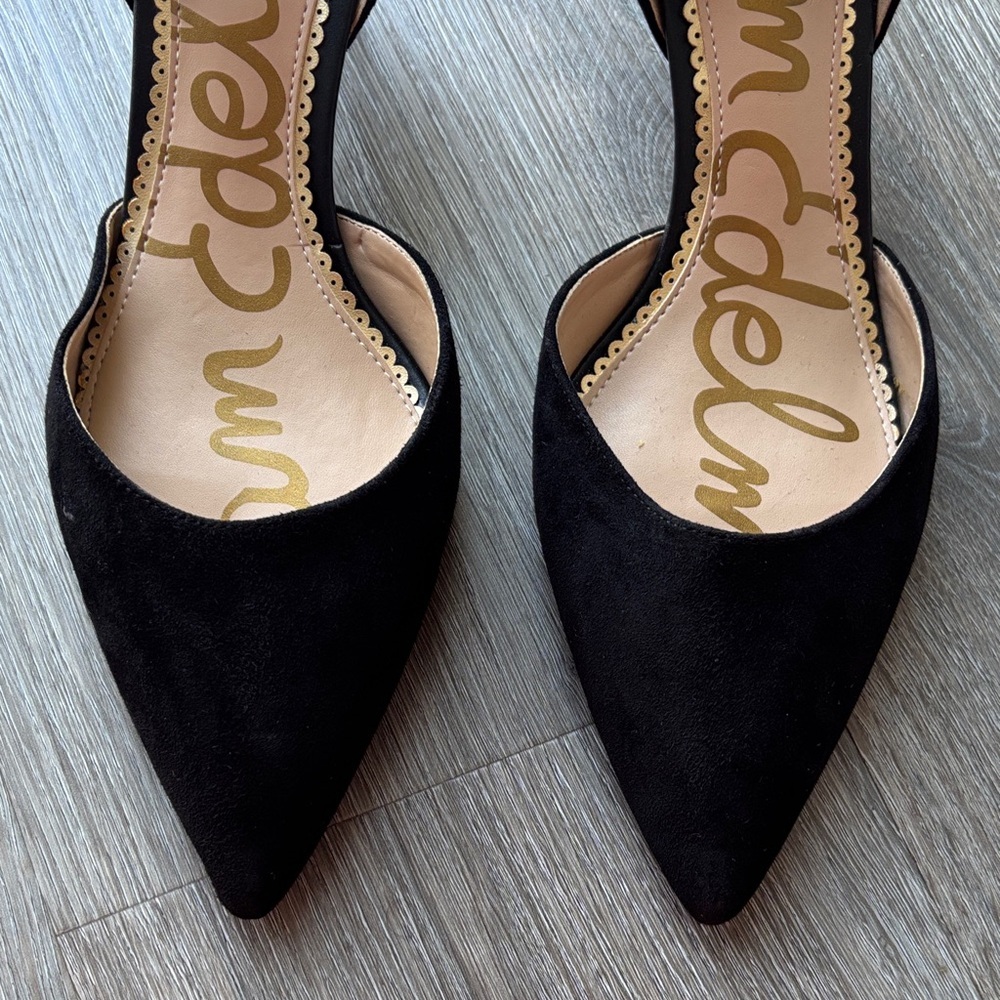 Sam Edelman Black Suede D'Orsay Pointed Toe Heels Size 9.5 - Picture 6 of 6